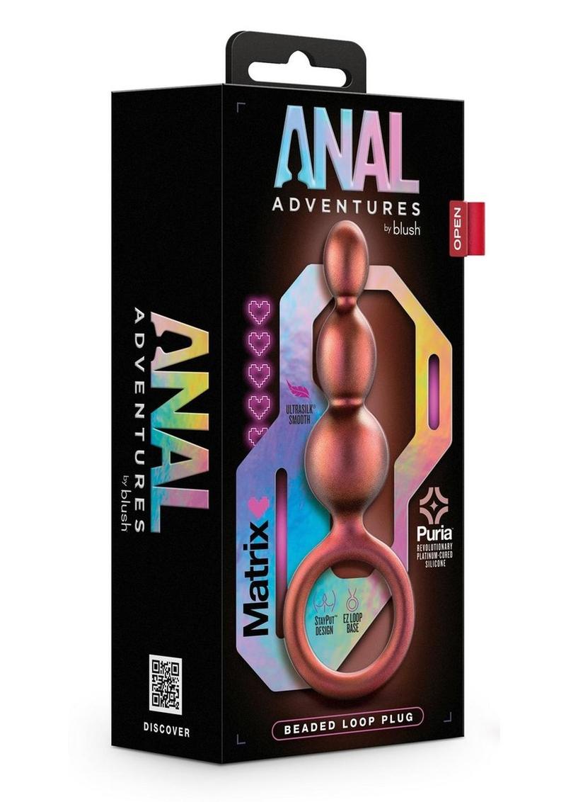 Anal Adventures Matrix Beaded Loop Silicone Plug - Brown/Copper