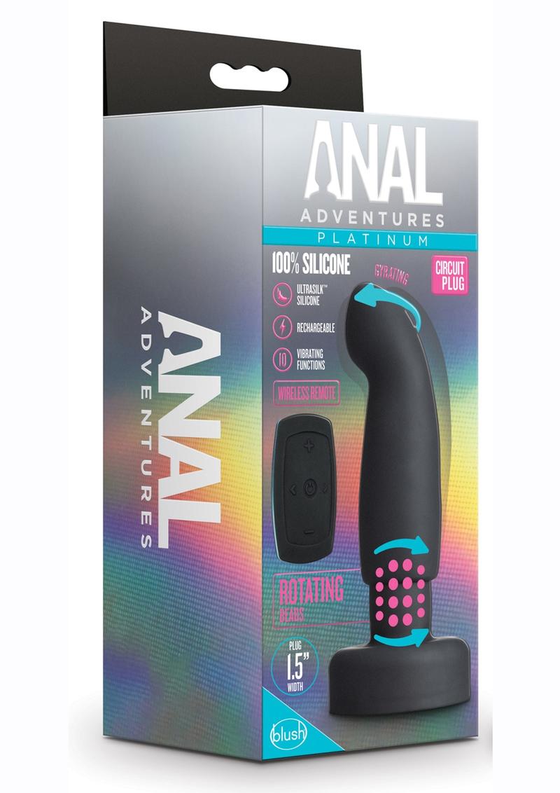 Anal Adventures Platinum Circuit Butt Plug with Remote Control - Black