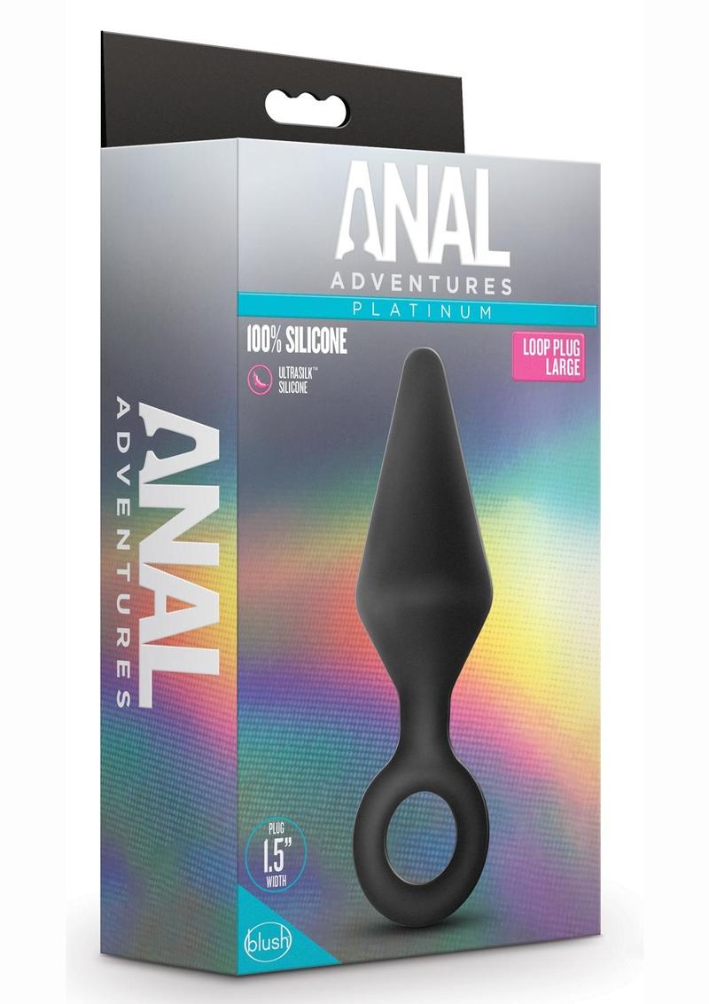 Anal Adventures Platinum Loop Plug - Black - Large