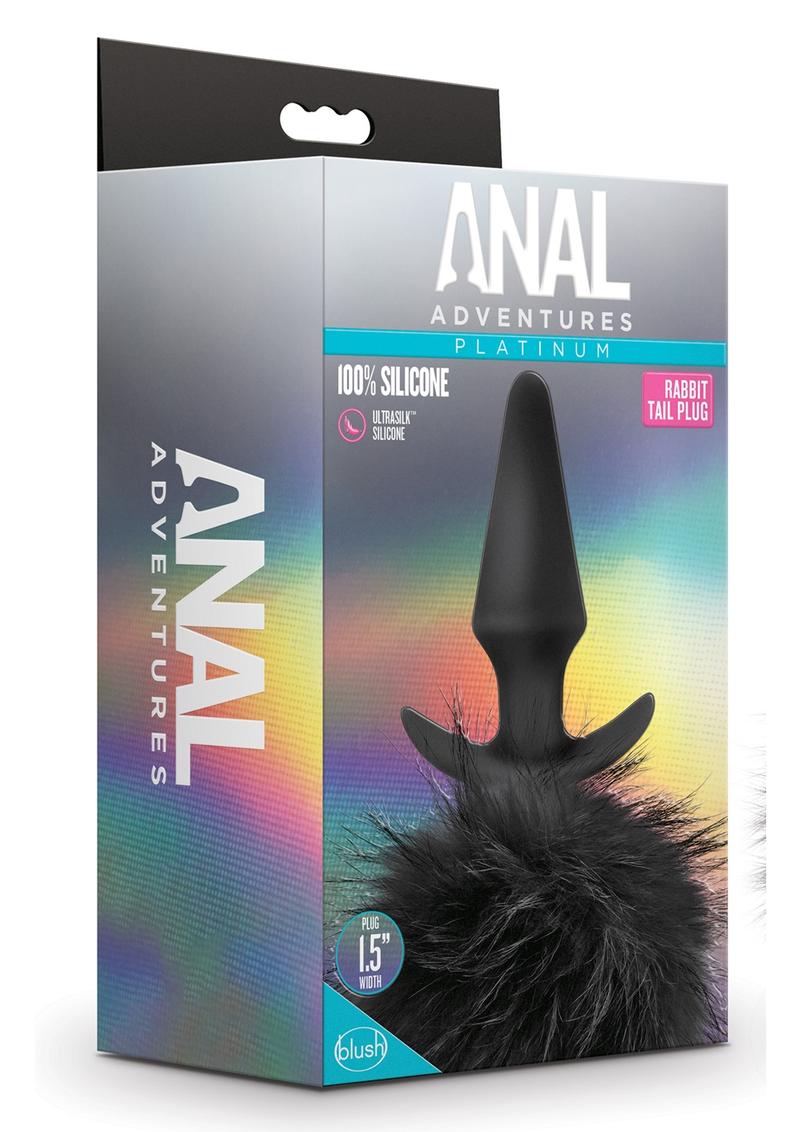 Anal Adventures Platinum Rabbit Tail Anal Plug - Black