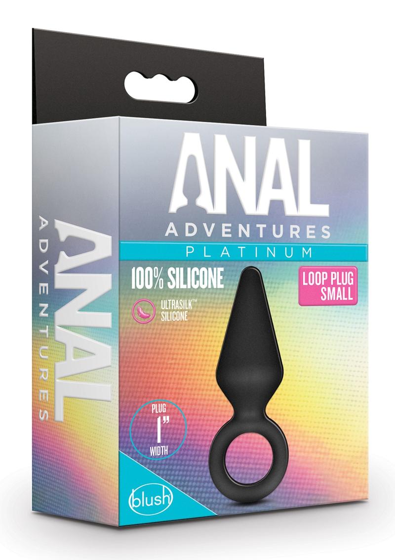 Anal Adventures Platinum Silicone Loop Plug - Black - Small