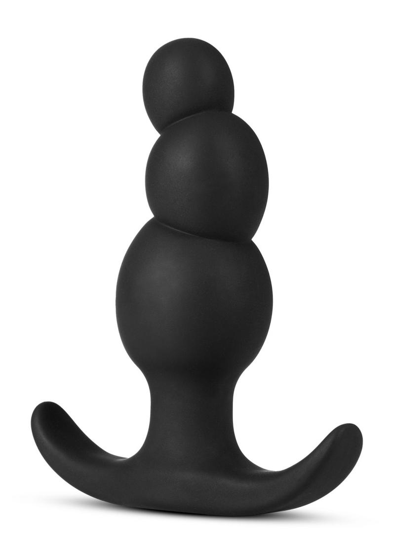Anal Adventures Platinum Stacked Silicone Butt Plug - Black
