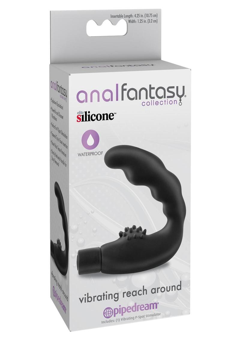 Anal Fantasy Collection Vibrating Reach Around Silicone Massager Waterproof - Black - 4.25in