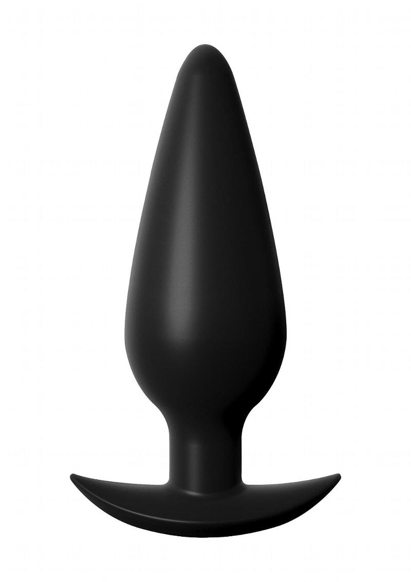 Anal Fantasy Elite Collection Small Weighted Silicone Plug Waterproof - Black - Small - 4.1in/4.4oz