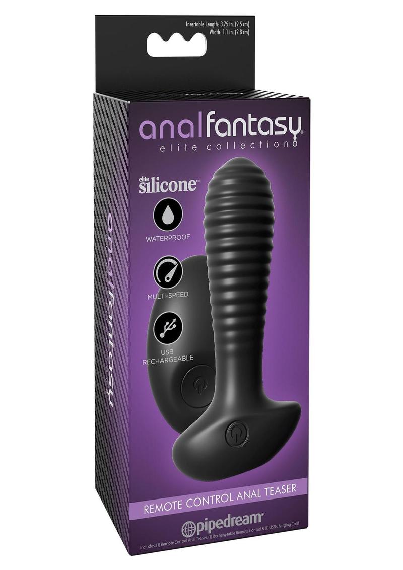 Anal Fantasy Elite Silicone Wireless Remote Control Anal Teaser Waterproof Plug - Black - 4.7in