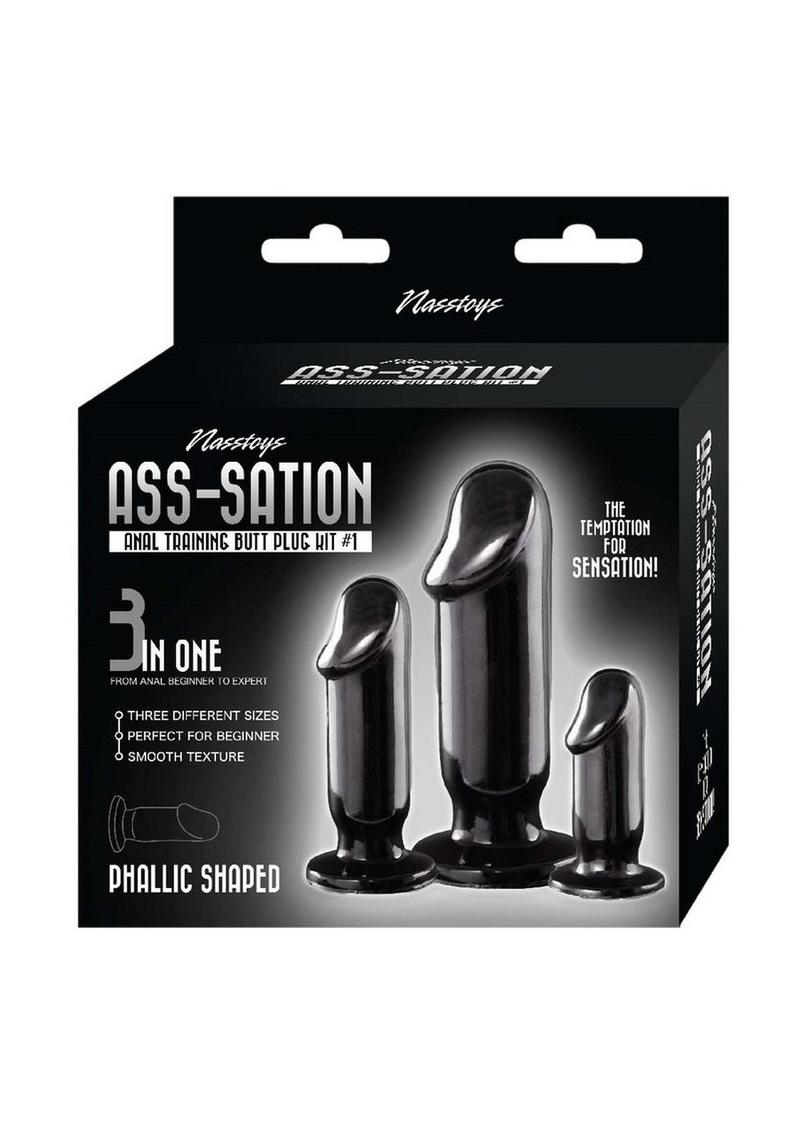 Ass-Sation Kit #1 Anal Trainer Butt Plug - Black - 3 Piece/Set