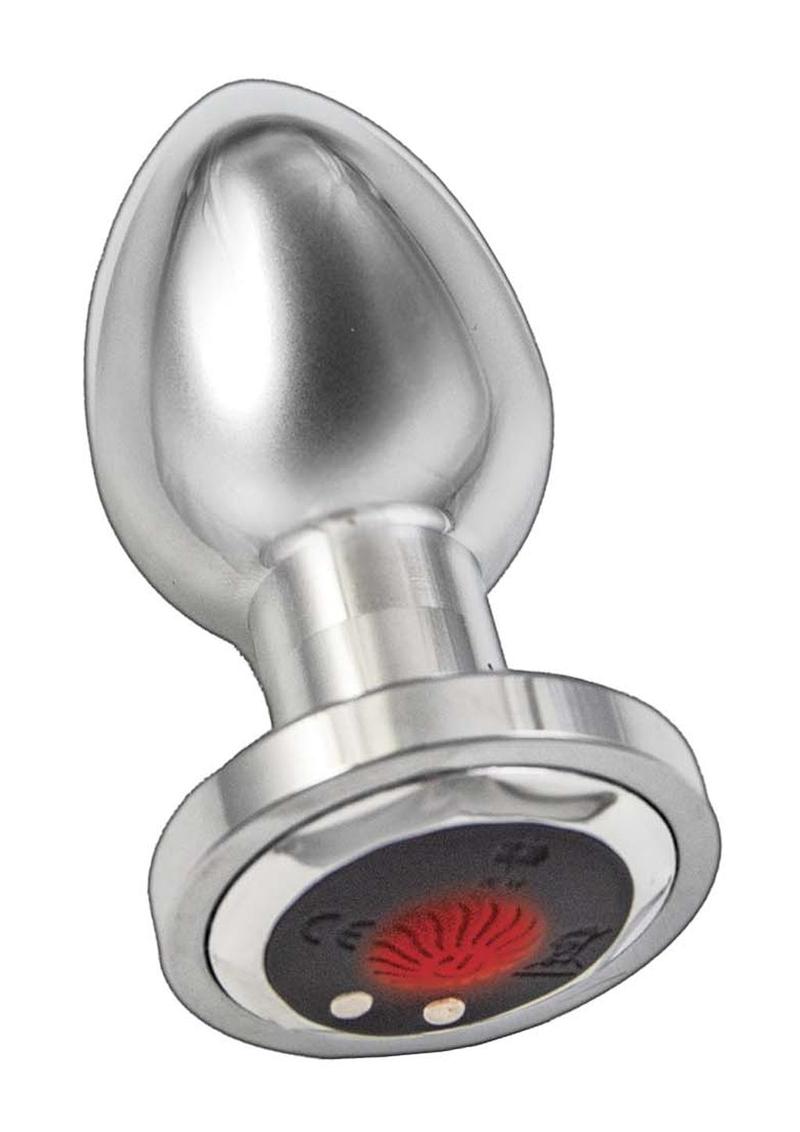 Ass-Sation Remote Control Rechargeable Vibrating Metal Anal Plug - Metal/Silver