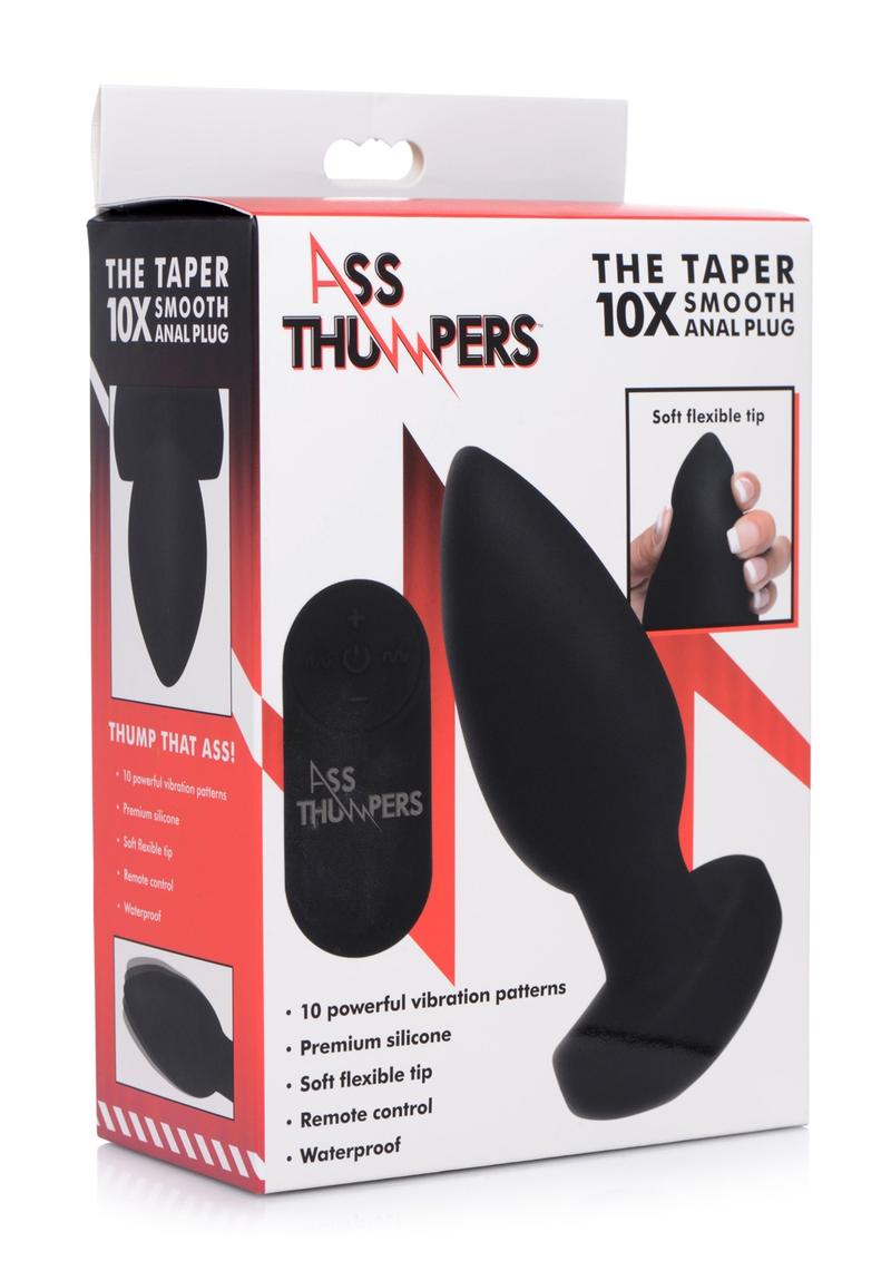 Ass Thumpers The Taper 10x Vibrating Smooth Silicone Anal Plug - Black