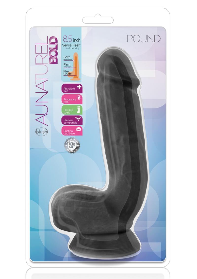 Au Naturel Bold Pound Dildo with Suction Cup - Black - 8.5in