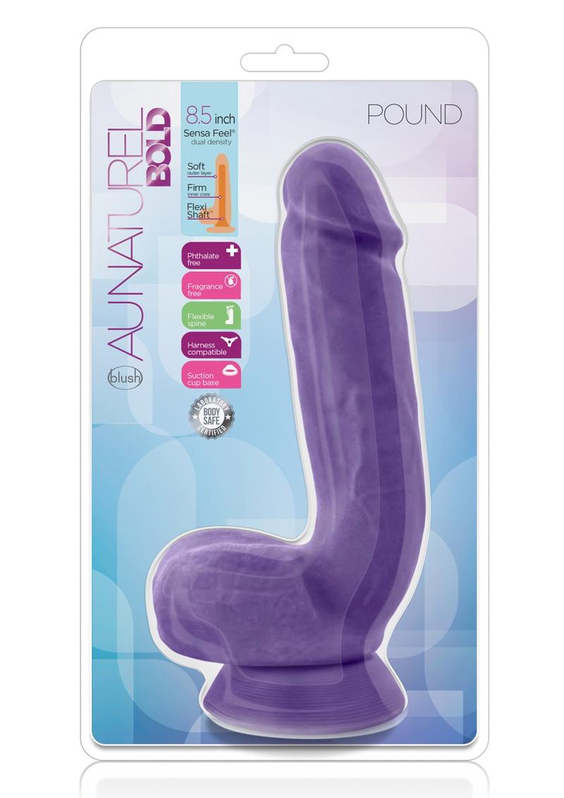 Au Naturel Bold Pound Dildo with Suction Cup - Purple - 8.5in