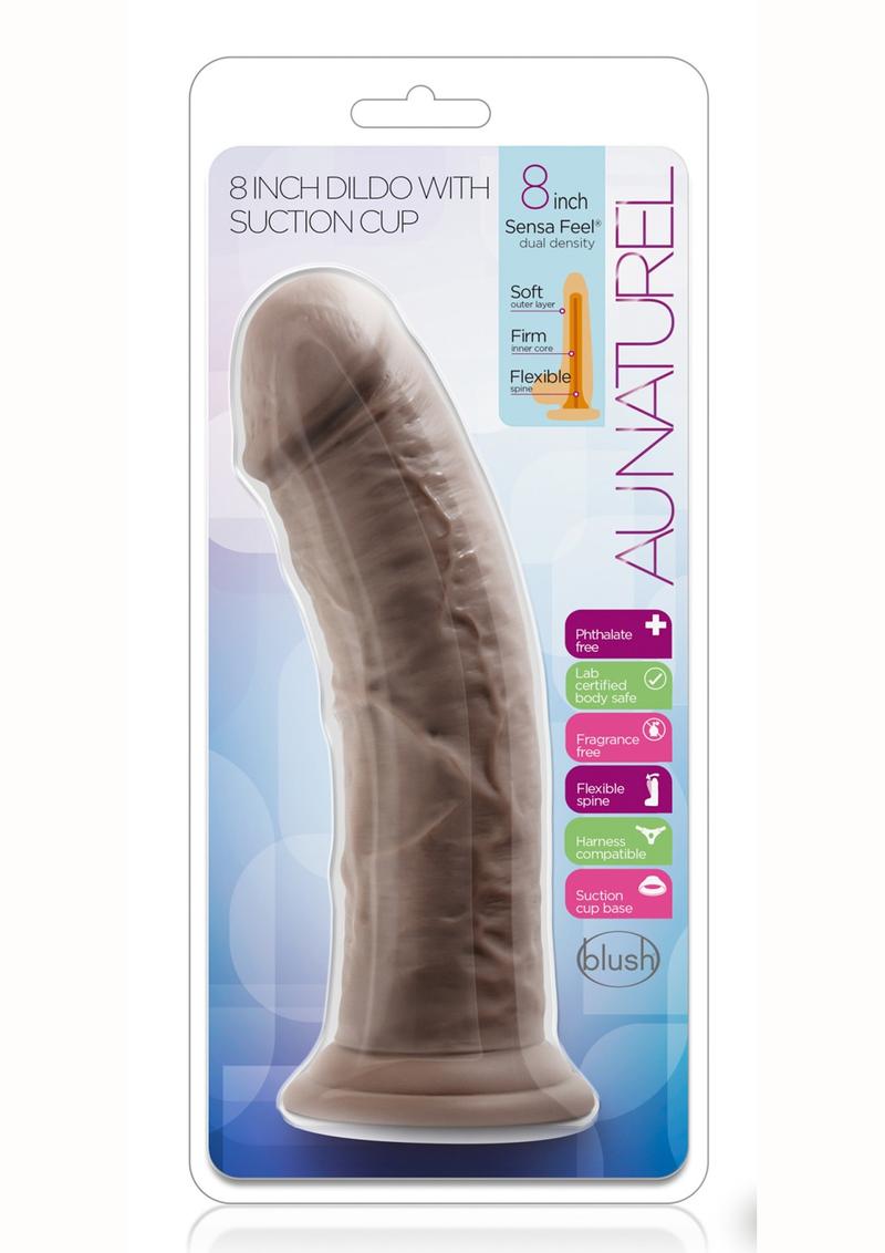 Au Naturel Dildo with Suction Cup - Chocolate - 8in