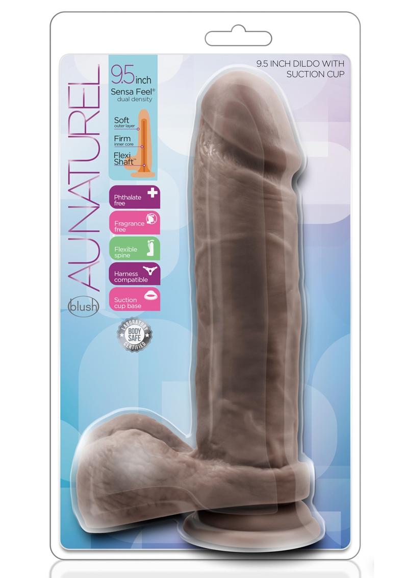 Au Naturel Dildo with Suction Cup - Chocolate - 9.5in