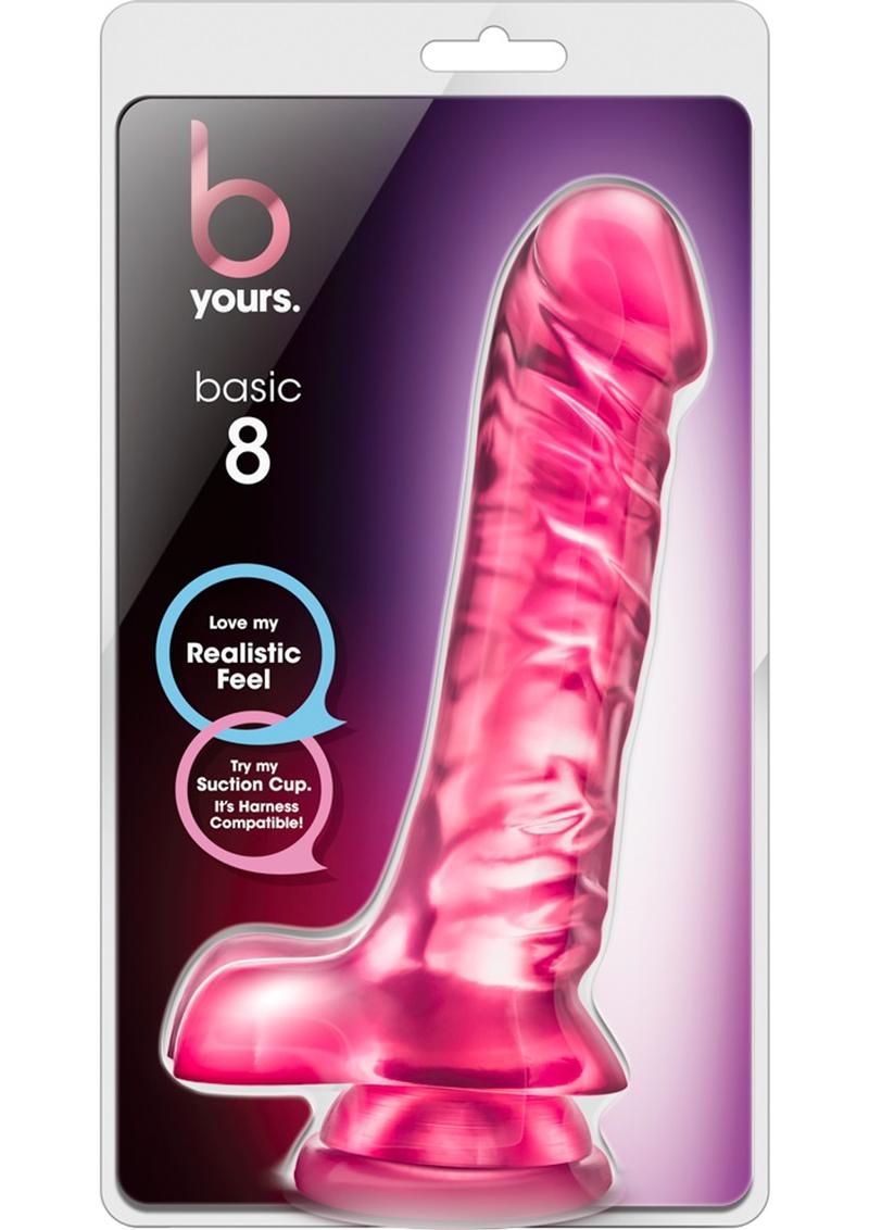 B Yours Basic 8 Dildo with Balls - Pink - 9in