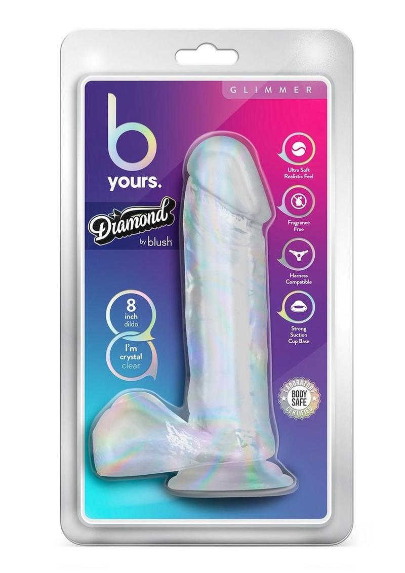 B Yours Diamond Glimmer Dildo - Clear - 8in