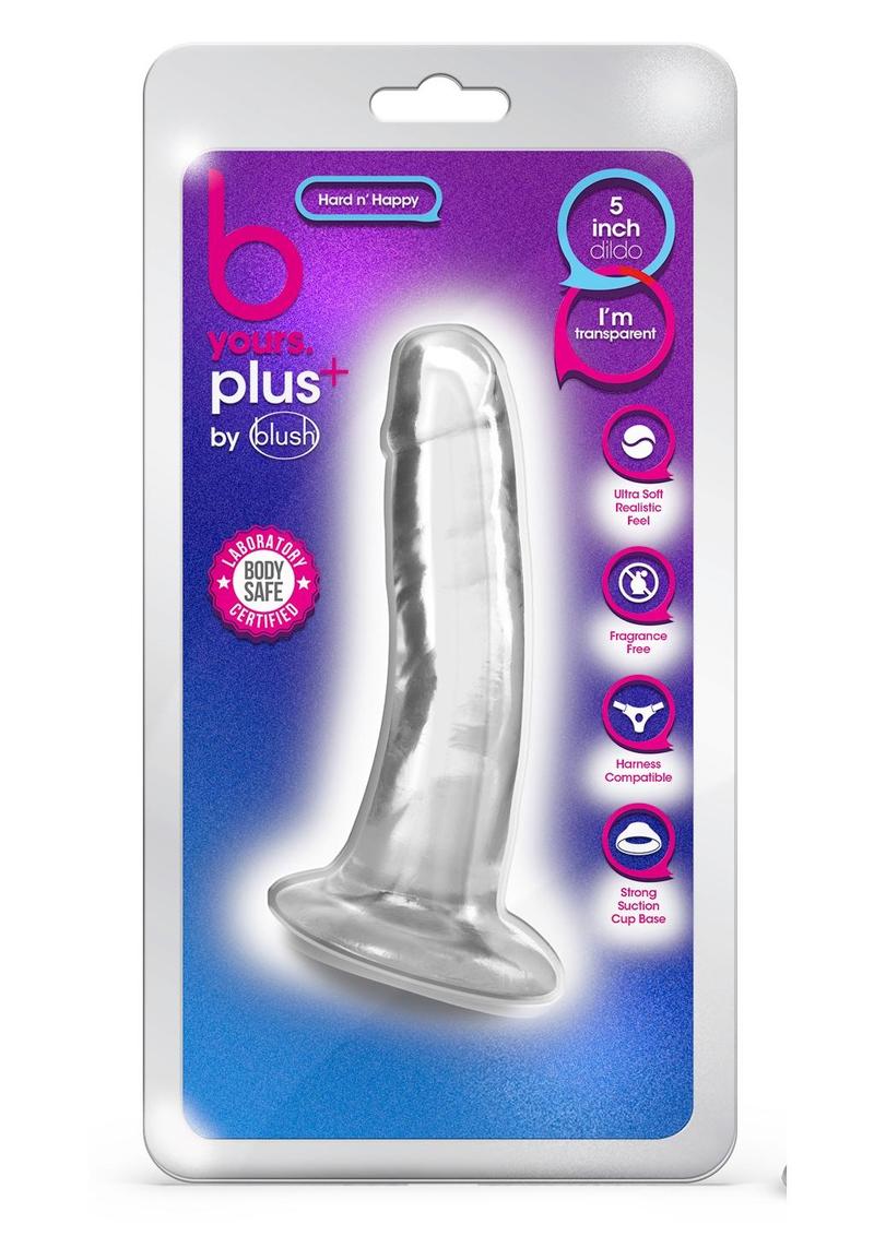 B Yours Plus Hard N' Happy Realistic Dildo - Clear - 5.5in