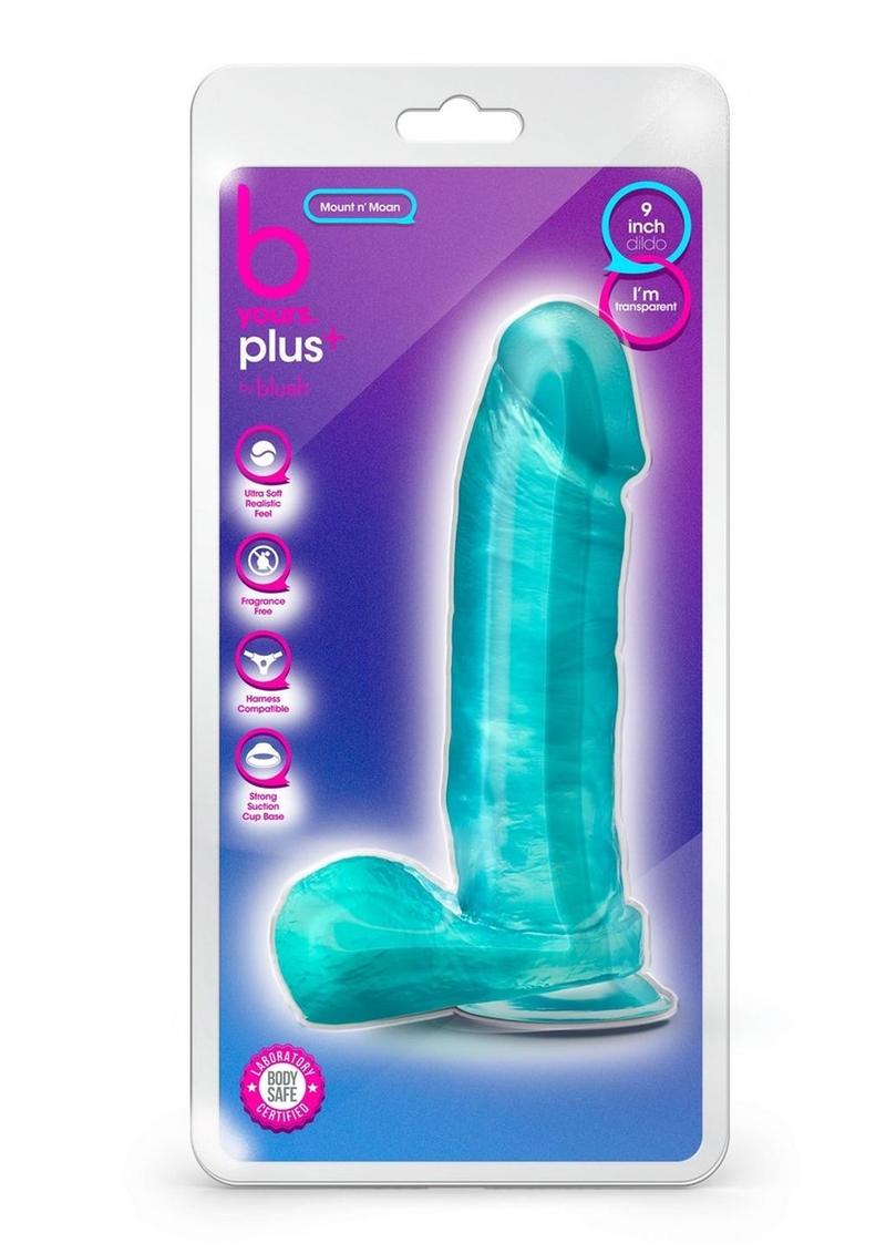 B Yours Plus Mount N' Moan Realistic Dildo with Suction Cup - Teal