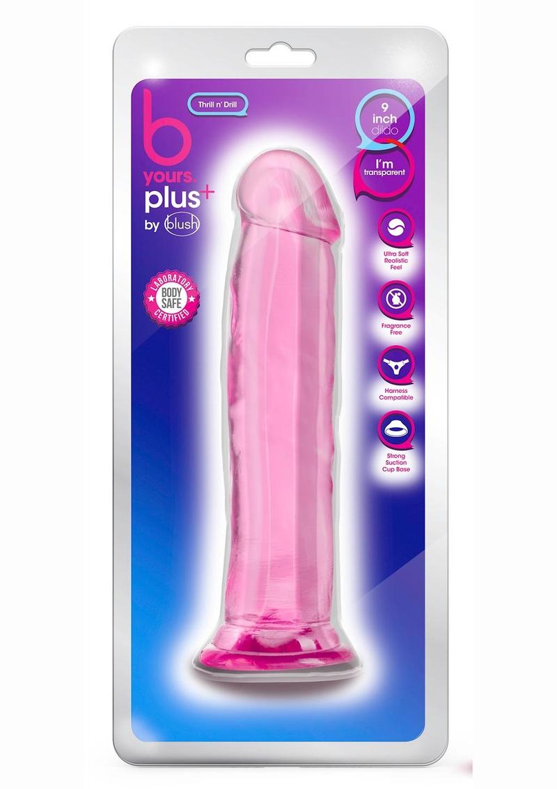 B Yours Plus Thrill N' Drill Realistic Dildo - Pink - 9.5in