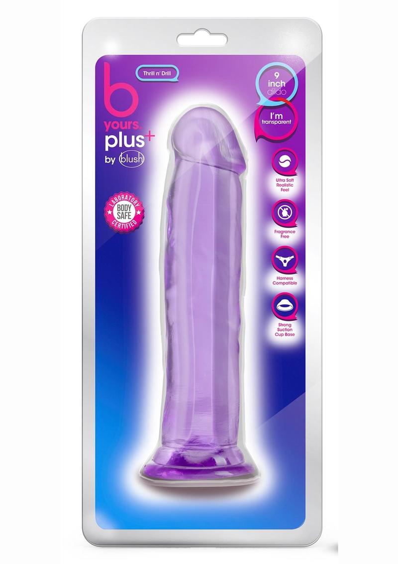 B Yours Plus Thrill N' Drill Realistic Dildo - Purple - 9.5in