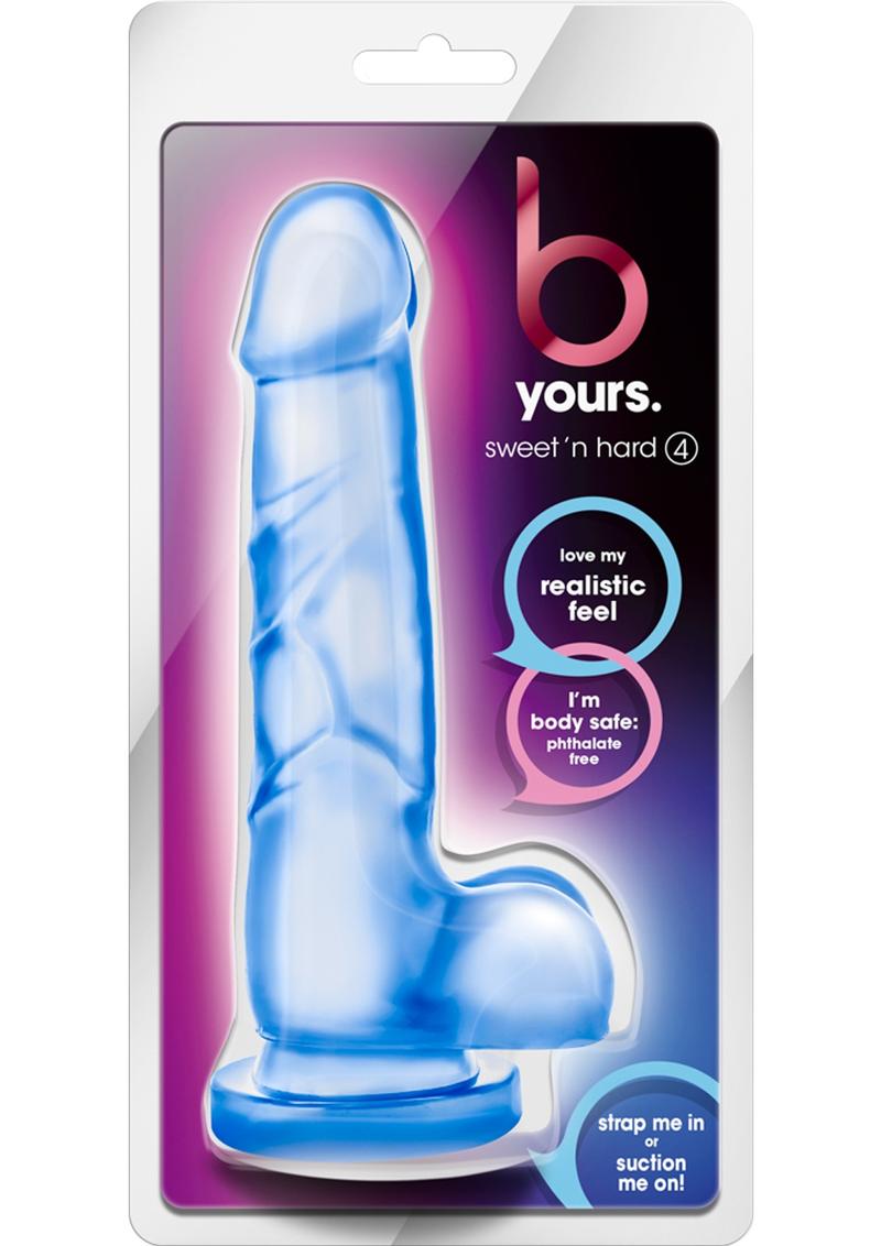 B Yours Sweet N' Hard 4 Dildo with Balls - Blue - 7.75in