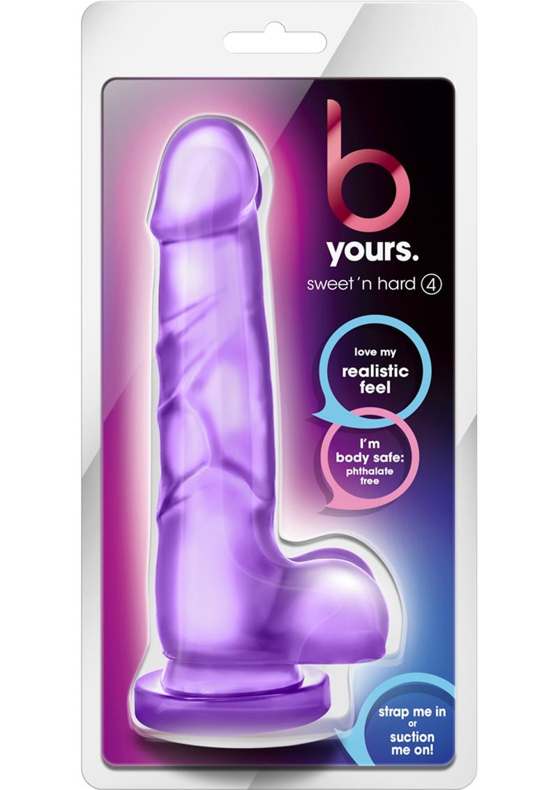 B Yours Sweet N' Hard 4 Dildo with Balls - Purple - 7.75in