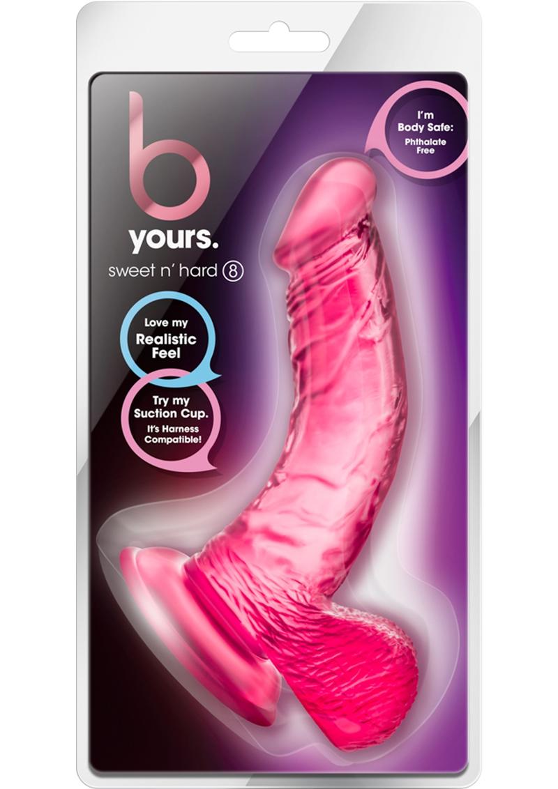 B Yours Sweet N' Hard 8 Dildo with Balls - Pink - 6.5in