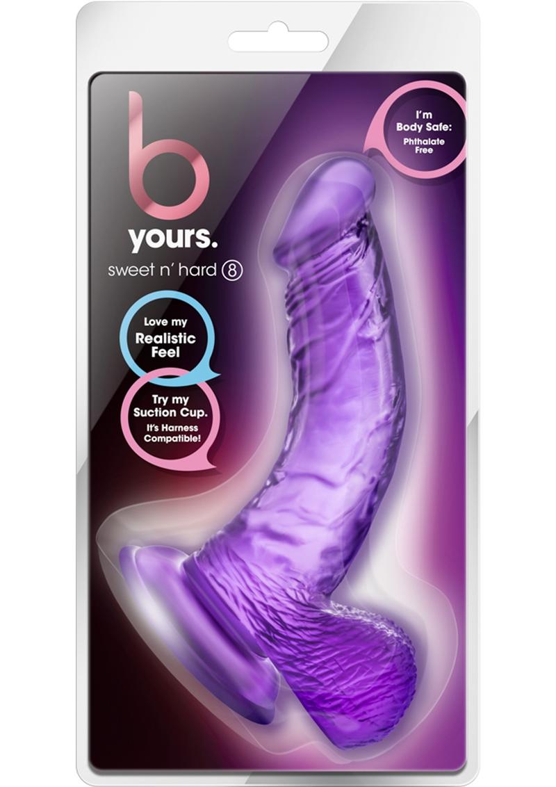B Yours Sweet N' Hard 8 Dildo with Balls - Purple - 6.5in