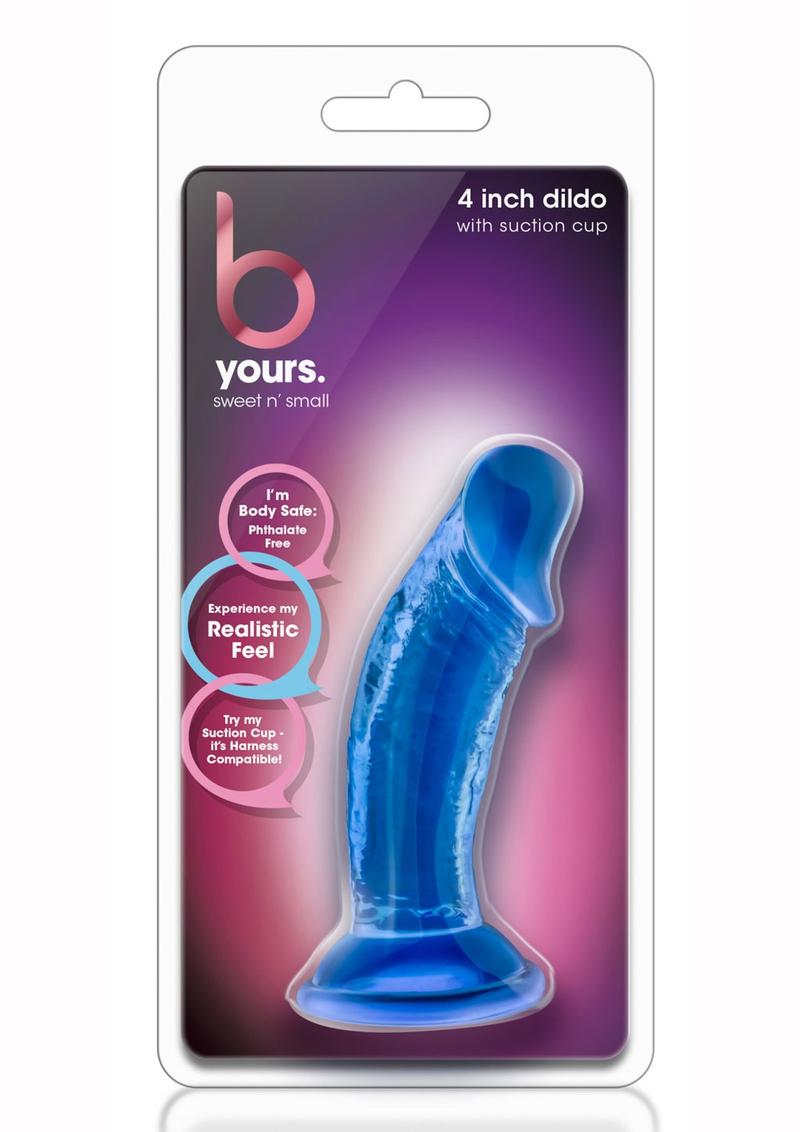 B Yours Sweet N' Small Dildo with Suction Cup - Blue - 4.5in