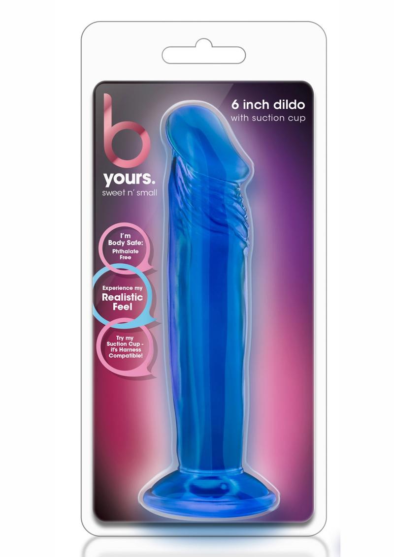 B Yours Sweet N' Small Dildo with Suction Cup - Blue - 6in