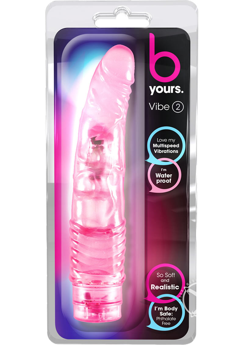 B Yours Vibe 2 Vibrating Dildo - Pink - 9in