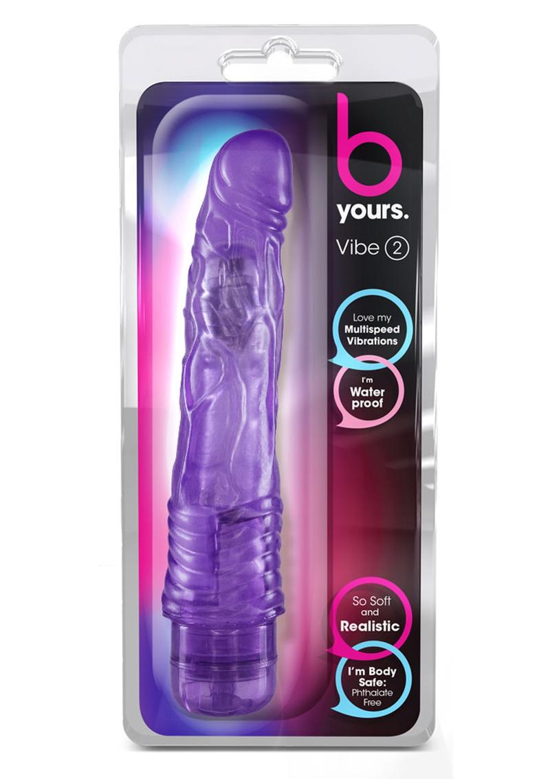 B Yours Vibe 2 Vibrating Dildo - Purple - 9in