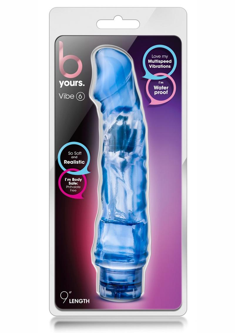 B Yours Vibe 6 Vibrating Dildo - Blue - 9in