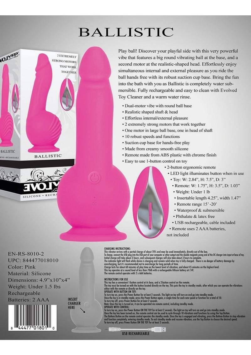 Ballistic Silicone Rechargeable Vibrator with Remote Control
