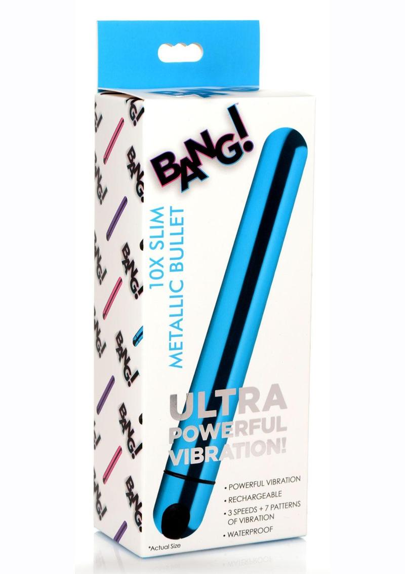 Bang! 10x Slim Metallic Rechargeable Bullet - Blue