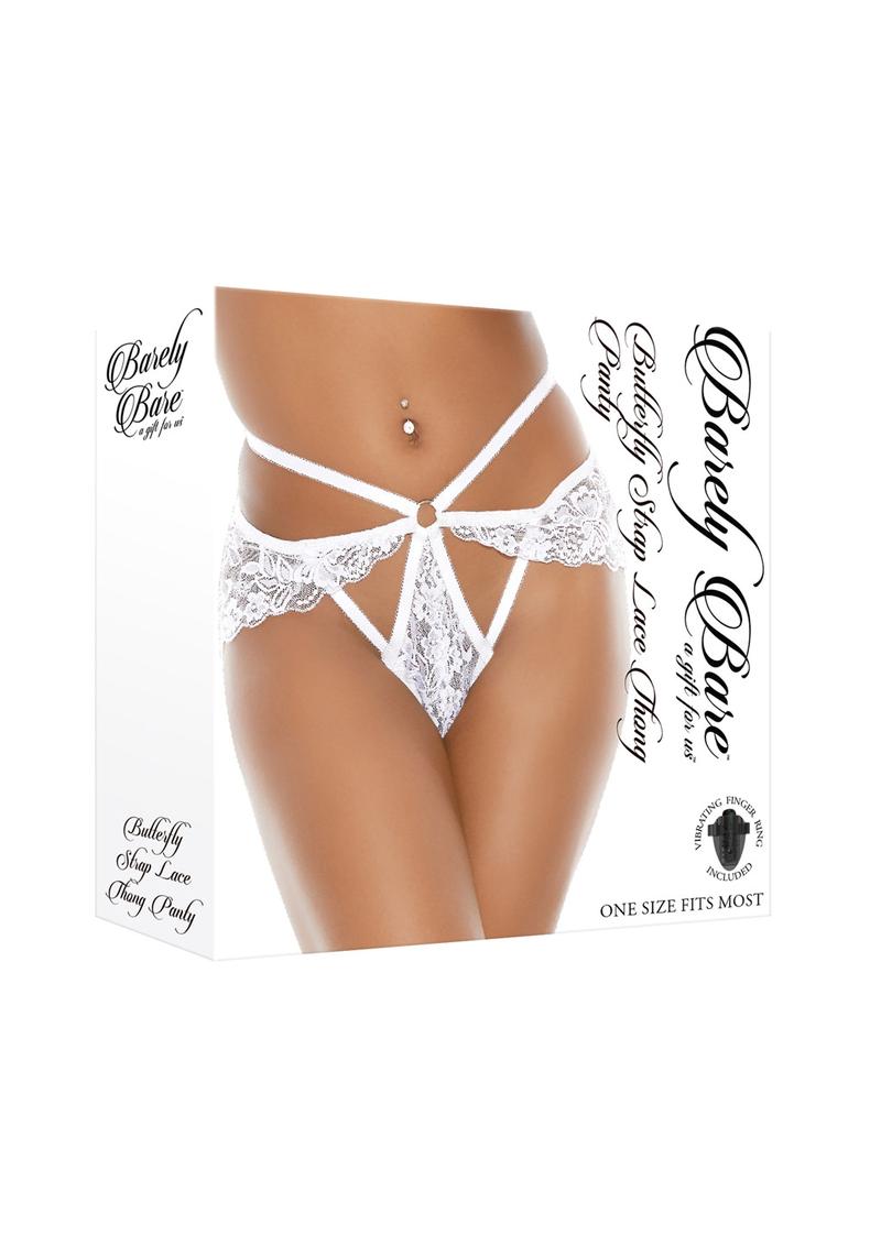 Barely Bare Butterfly Strap Lace Thong Panty - White - One Size