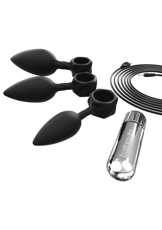 Bathmate Anal Training Vibrating Plugs Kit - Black - 4 Pieces