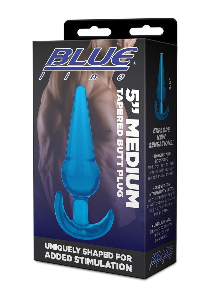 Blue Line Medium Tapered Butt Plug - Blue - Medium - 5in