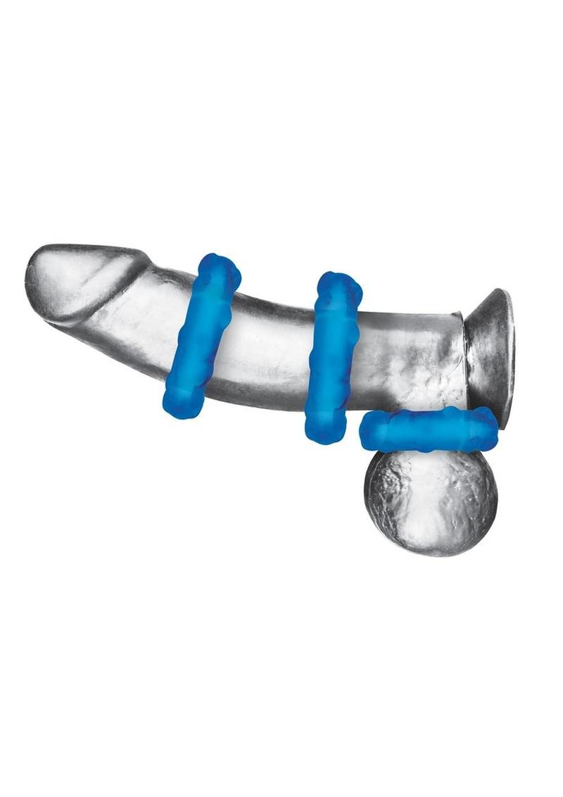 Blue Line Ribbed Rider Cock Ring