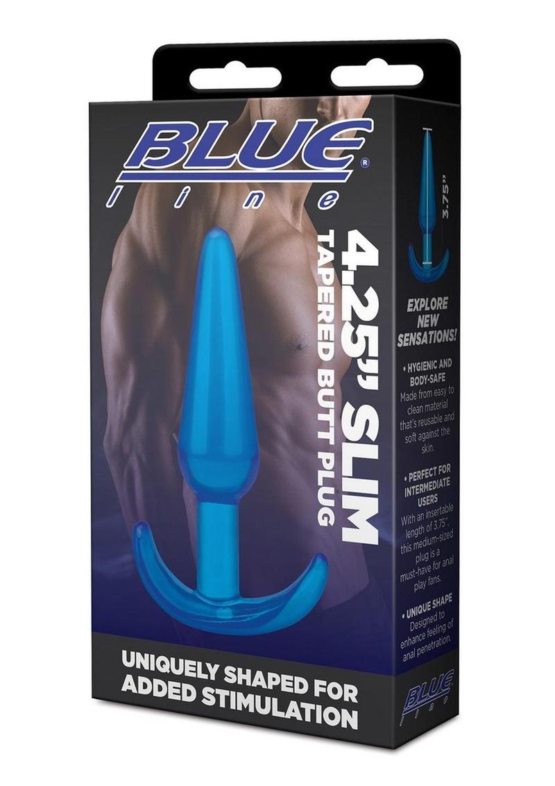 Blue Line Slim Tapered Butt Plug - Blue - 4.25in