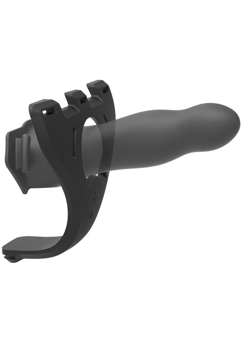 Body Extensions Be Naughty Silicone Strap-On Rechargeable Vibrating Harness with 2 Hollow Dildos and Remote