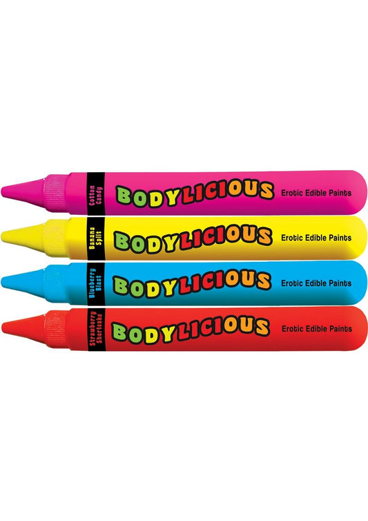 Bodylicious Body Pens Erotic Edible Body Paints Assorted Flavors and Colors - Assorted Colors - 4 Each Per Pack