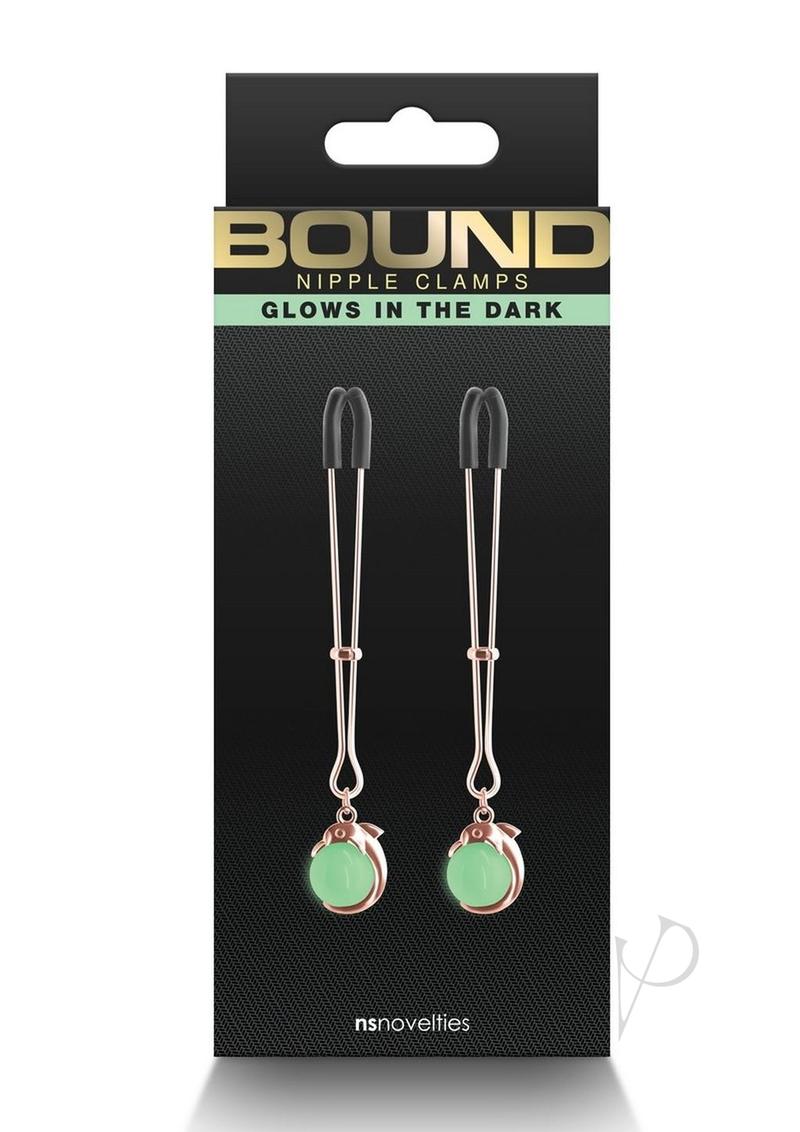 Bound Nipple Clamps G1 Iron - Glow In The Dark/Metal/Rose Gold