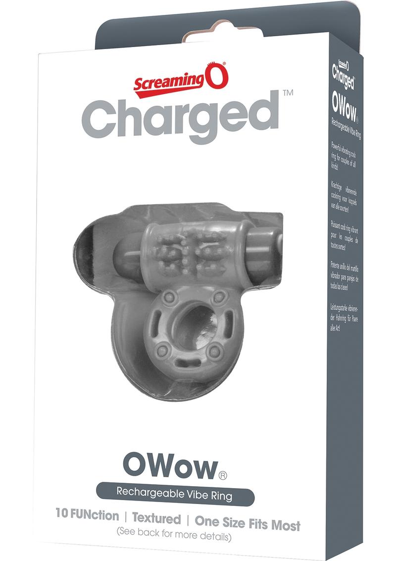 Charged OWOW Rechargeable Vibrating Ring Waterproof - Gray/Grey