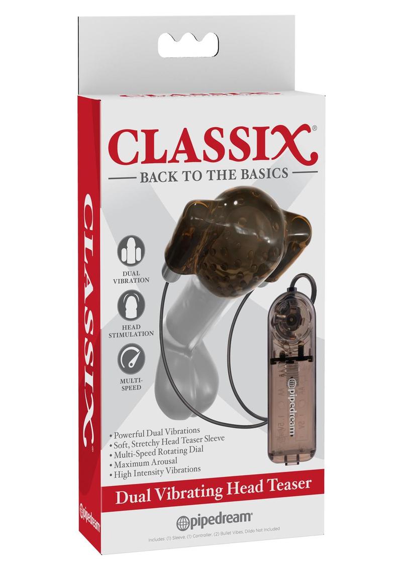 Classix Dual Vibrating Head Teaser with Remote Control - Black/Clear/Smoke