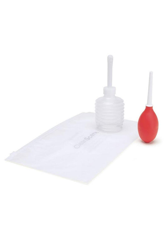 Cleanscene Mini Travel Douche Set with One Way Valve - Red/White - 4 Piece