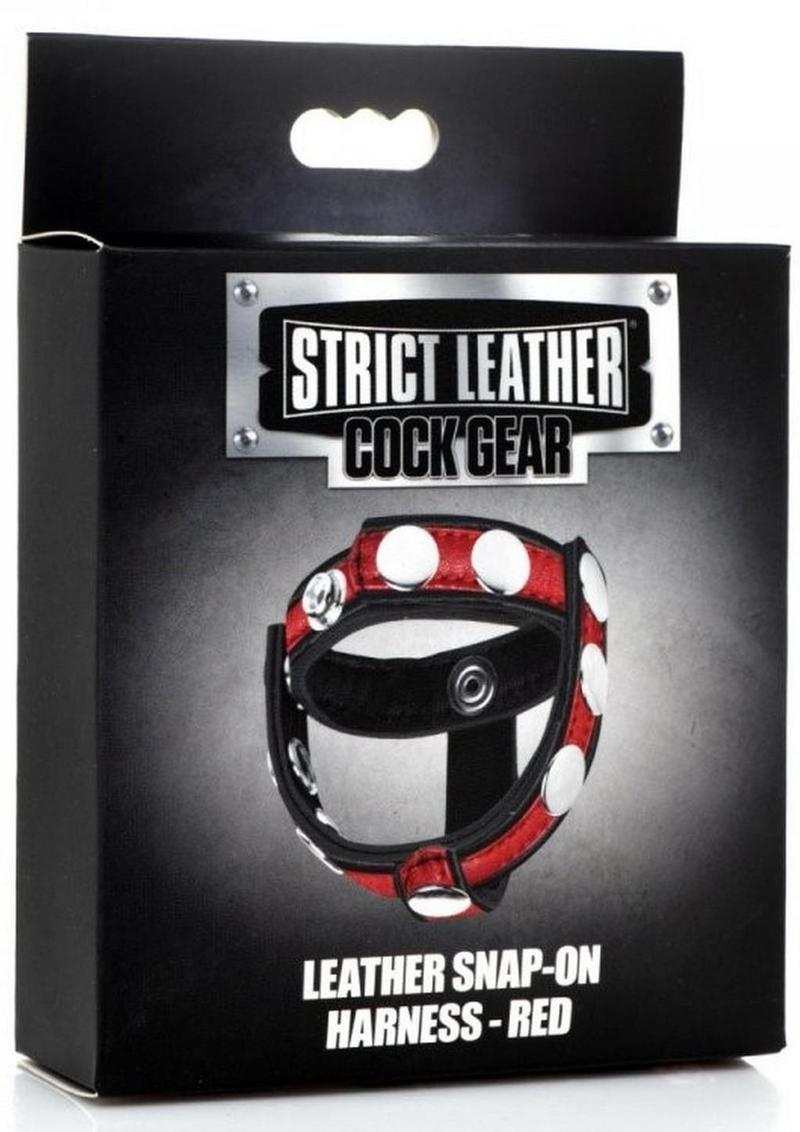 Cock Gear Leather Snap-On Harness - Metal/Red