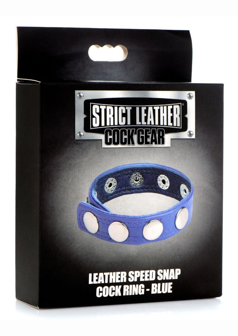 Cock Gear Leather Speed Snap Cock Ring - Blue