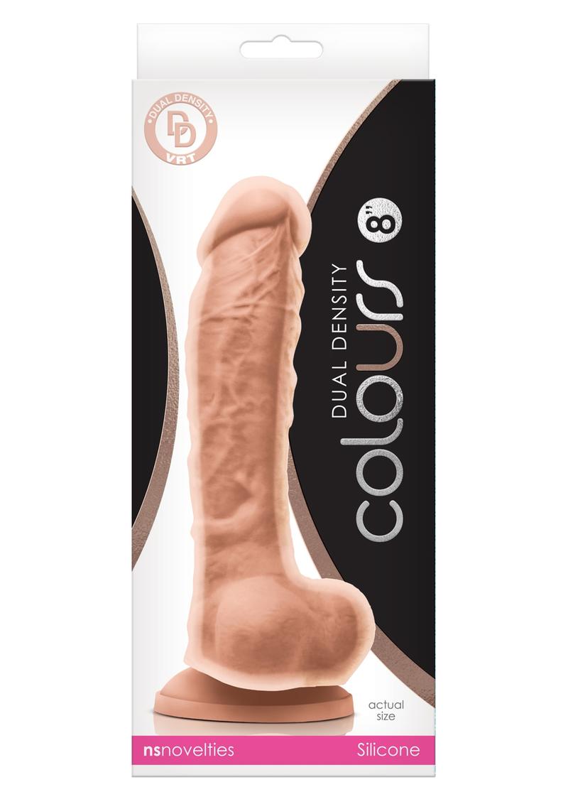 Colours Dual Density Silicone Dildo - Vanilla - 8in