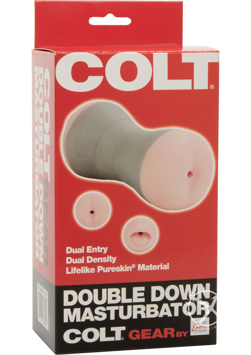 Colt Double Down Dual-Density Masturbator - Mouth and Ass - Pink