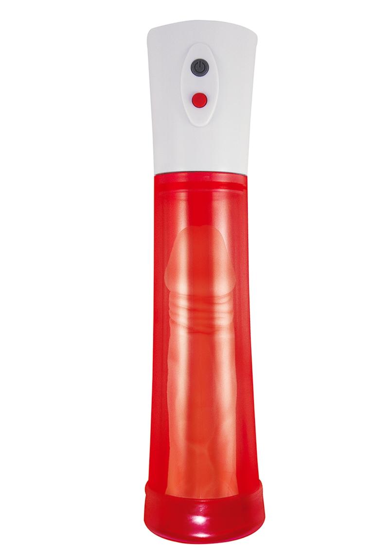 Commander Electric Rechargeable Penis Pump - Red