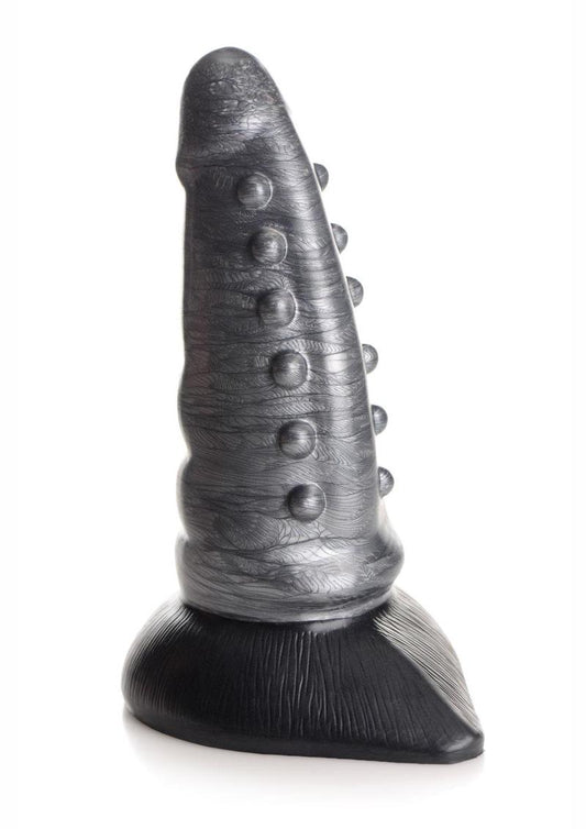 Creature Cocks Beastly Tapered Bumpy Silicone Dildo - Black/Silver - 8.25in